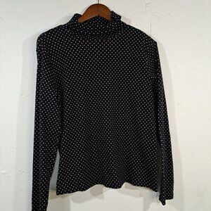 Studio Works Tops Polka Dots Mock Neck Long‎ Sleeve Large Women Blouse top
